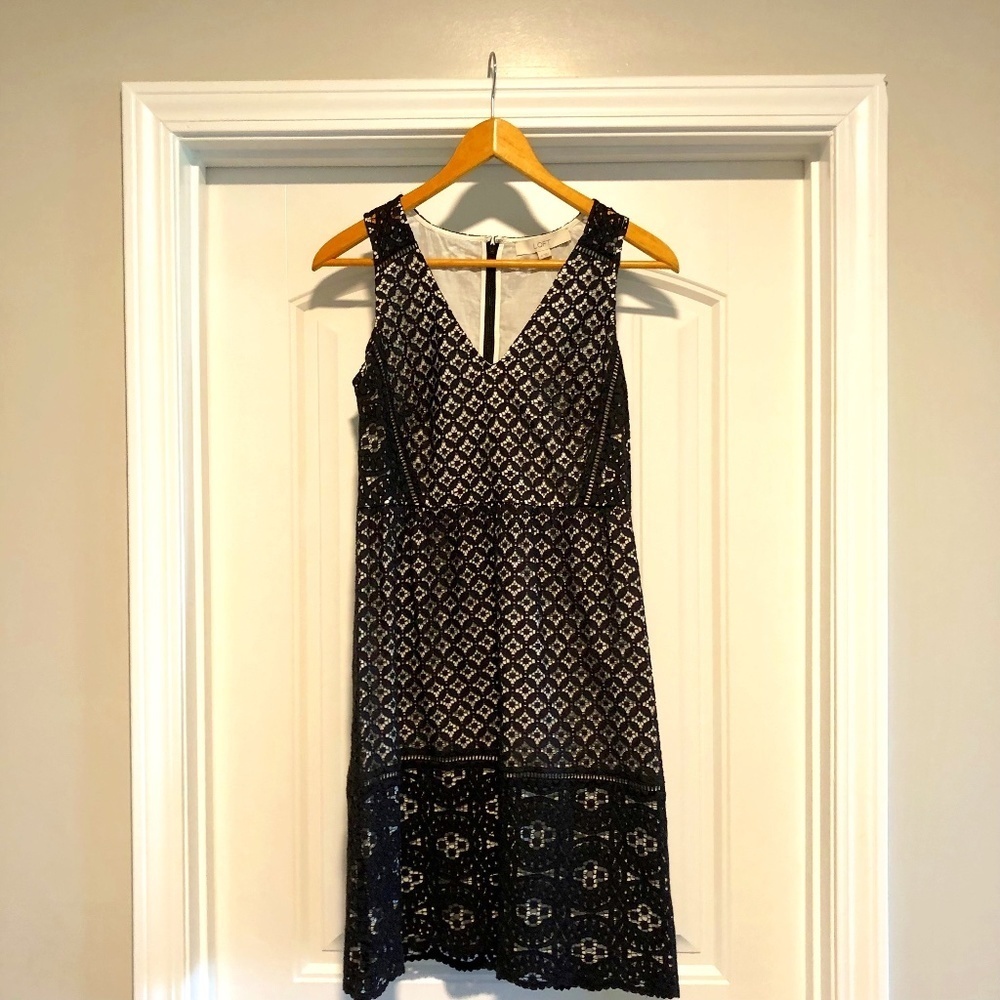 Ann Taylor Loft black lace overlay sleeveless dress size 4